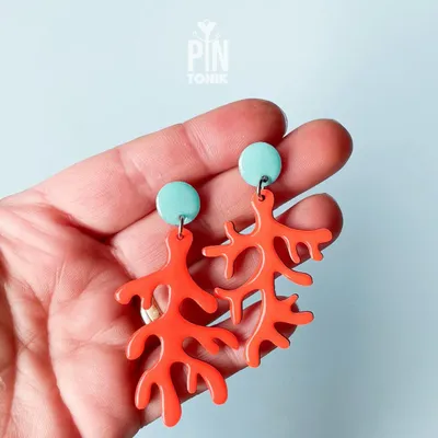 Jewelry - Marine Coral Dangle Earrings in Vibrant Neon Colors - PINTONIK