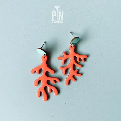 Jewelry - Marine Coral Dangle Earrings in Vibrant Neon Colors - PINTONIK