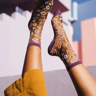Gifts - Horseshoe Bend Prune 36-38 : Women’s sheer leopard socks - ATELIER ST EUSTACHE