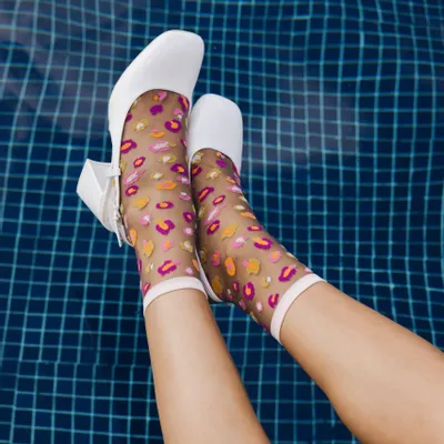 Cadeaux - Horseshoe Bend Pink 36-38 : Chaussettes transparentes léopard doré - ATELIER ST EUSTACHE