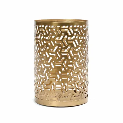 Candlesticks and candle holders - The Hollow Zigzag - Gold - M - BAZAR BIZAR LIVING