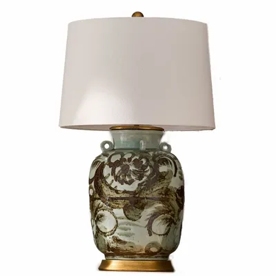 Lampes de table - Lampe rustique en porcelaine brune Silla Flower de Barclay Butera Cout - LEGEND ACCENTS COLLECTION