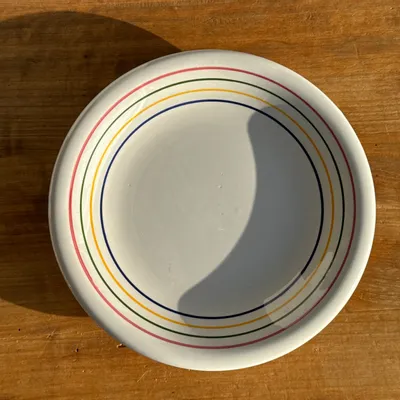 Everyday plates - Set of 2 large Italian plates with sparkle red border green yellow bl - OFFICE OBJETS