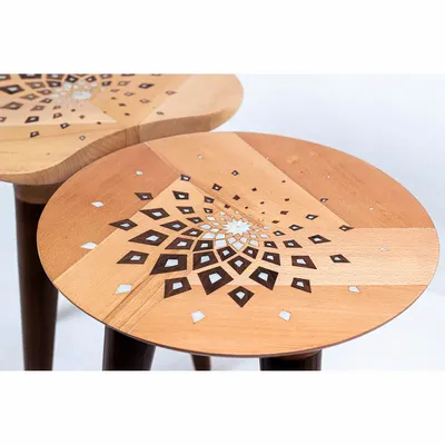 Autres tables  - Harmonic - Table - Bois de Hêtre et Noyer avec Nacre - DAMJ