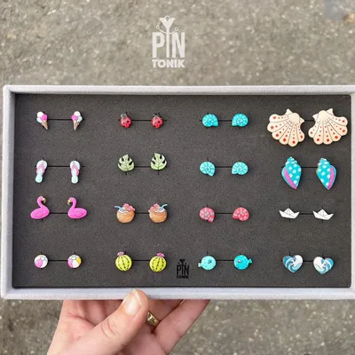 Jewelry - Stud Earrings Display Set - 16 Designs, Retail-Ready Assortment - PINTONIK