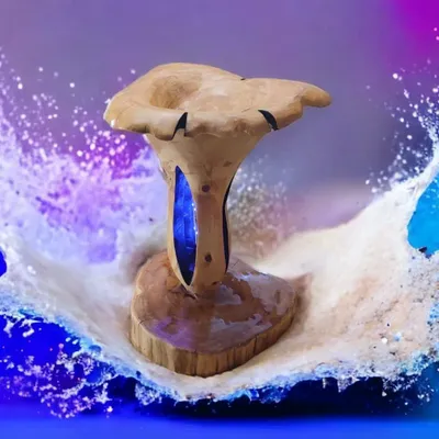 Pièces uniques - Girolles lumineuses sculptées en bois - BOIS DE LION