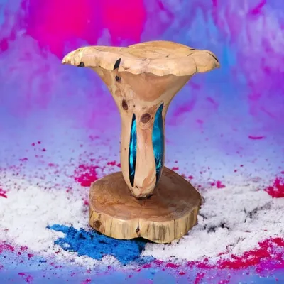 Pièces uniques - Girolles lumineuses sculptées en bois - BOIS DE LION