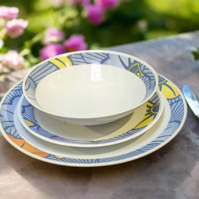 Gifts - Luxury customizable French porcelain set - WAX Marriage Flowers motif, 6 unique pieces for festive tables - KEMI HOME ART