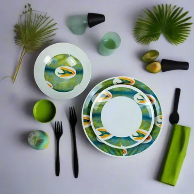 Gifts - Elegant Set of 6 Fine Porcelain Plates with WAX 'Swallows' Motif – Customizable & Made in France - KEMI HOME ART