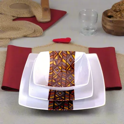 Gifts - Limited Edition: Customizable Porcelain Plate Set - Unique Bogolan Patterns for an Exquisite Table - KEMI HOME ART