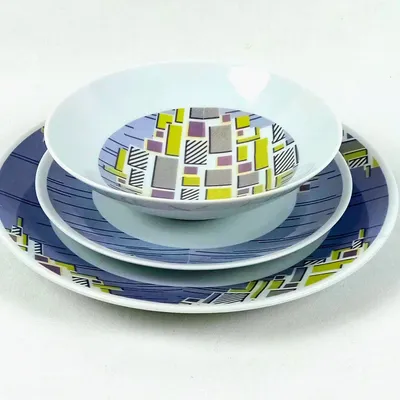 Gifts - Prestige Edition: Set of 6 Customizable French Porcelain Plates - Unique WAX Billionaire Pattern - KEMI HOME ART