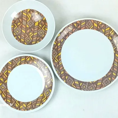 Gifts - Customizable Culinary Art Set: 6 Fine Porcelain Plates with Unique Bogolan Patterns - Made-to-Order Creations - KEMI HOME ART