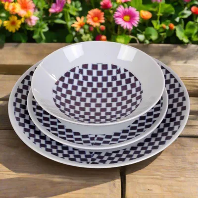 Cadeaux - Coffret d'assiettes en porcelaine personnalisables - Motif WAX Ludo Kouin, élégance africaine sur mesure pour vos repas - KEMI HOME ART