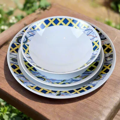 Gifts - WAX Elegance: Set of 6 Customizable French Porcelain Plates, « Eye of My Co-Wife » Motif – Bespoke Craftsmanship - KEMI HOME ART