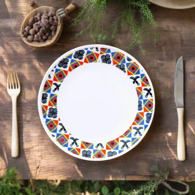 Gifts - Limited Edition: Set of 6 Customizable Fine Porcelain Plates - Unique Adinkra Motifs, Handcrafted in France - KEMI HOME ART