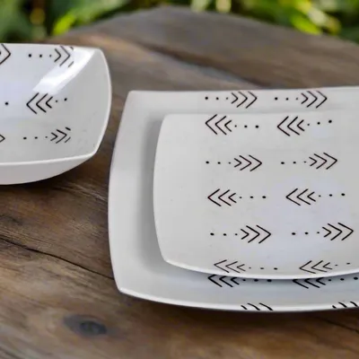 Gifts - Royal Edition: Set of 6 Customizable French Porcelain Plates with Kente or Kita Patterns, Inspired by West Africa - KEMI HOME ART