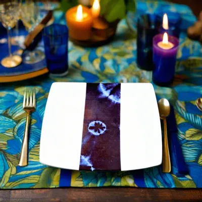 Gifts - Limited Edition: Set of 6 Customizable French Porcelain Plates - Unique Ethnic Indigo Pattern, Made to Order for an Exquisite Table Setting - KEMI HOME ART