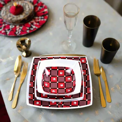 Cadeaux - Édition Limitée : Coffret de 6 Assiettes en Porcelaine Française Personnalisables – Motif Ethnique Lwili-Pende du Burkina Faso - KEMI HOME ART