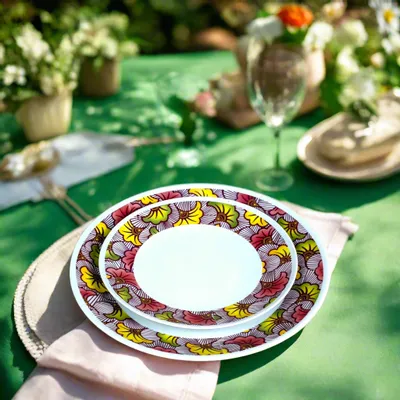 Cadeaux - Éclat de Mariage : Coffret de 6 Assiettes en Porcelaine Fine Personnalisables - Motif Fleurs de Mariage Rose Magenta - KEMI HOME ART