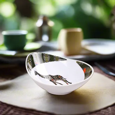 Gifts - The Allure of the Unique: Set of 6 Customizable Oval Porcelain Plates with Captivating WAX Motif - KEMI HOME ART