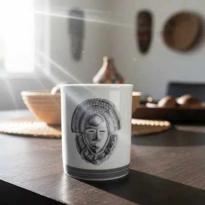 Gifts - Customizable Art Mug: Dan & Yacouba Masks - Unique French Porcelain - KEMI HOME ART