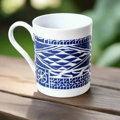 Gifts - Customizable Ndop Blue Porcelain Mug – Handcrafted African Elegance - KEMI HOME ART