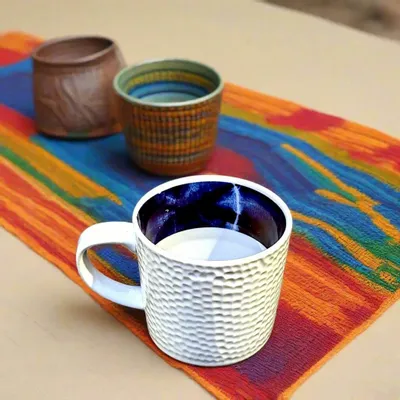 Gifts - Handcrafted Indigo Mug: Customizable French Porcelain with Unique Ethnic Patterns - KEMI HOME ART