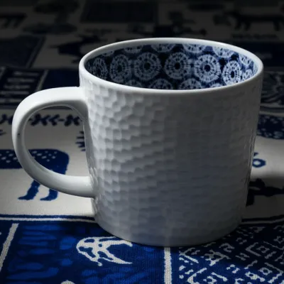 Gifts - Customizable Indigo Mug: French Porcelain with African Sun Motifs, Unique and Made-to-Order Creations - KEMI HOME ART