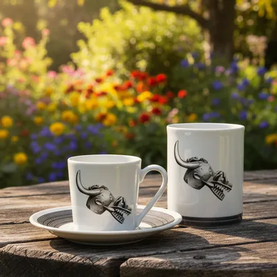 Gifts - Customizable Fine Porcelain Mug or Cup: Senoufo Waniugo Mask, Unique and Powerful African Art - KEMI HOME ART