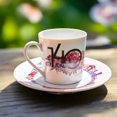Gifts - Customizable Coffee Cup with Saucer - Alfortville Violet Pattern, 140 Years of History to Enjoy - KEMI HOME ART
