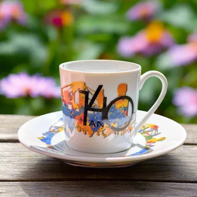 Gifts - WAX Sparkle: Customizable Cup & Saucer - Celebrate 140 Years of Indigo Art in Fine Porcelain - KEMI HOME ART