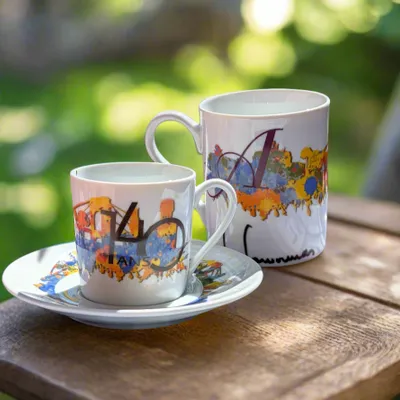 Gifts - WAX Sparkle: Customizable Cup & Saucer - Celebrate 140 Years of Indigo Art in Fine Porcelain - KEMI HOME ART
