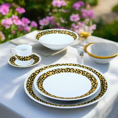 Gifts - Customizable WAX Coffee Cup & Saucer - 'Macaroni' Yellow Pattern, Fine French Porcelain Made to Order - KEMI HOME ART