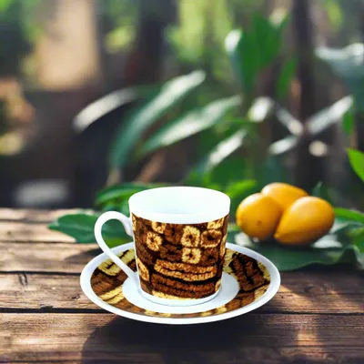 Cadeaux - Éveil des Sens : Tasse à Café en Porcelaine Fine Personnalisable avec Motif Dida Unique – Artisanat Français & Inspiration Ivoirienne - KEMI HOME ART