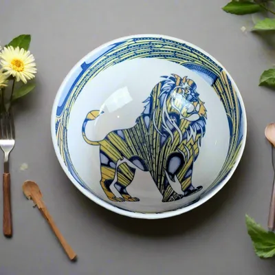 Gifts - Customizable Porcelain Bowl: WAX 'Lion Fairy Electricity' Motif - Light and Connection for Your Table - KEMI HOME ART