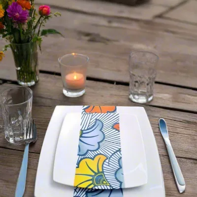 Gifts - Prestige Edition: Customizable Porcelain Plate Set with 'Grand Marriage Flowers' WAX Motif – African Elegance for Your Table - KEMI HOME ART