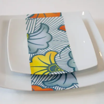 Gifts - Prestige Edition: Customizable Porcelain Plate Set with 'Grand Marriage Flowers' WAX Motif – African Elegance for Your Table - KEMI HOME ART