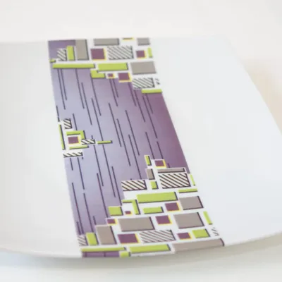 Cadeaux - Édition Prestige : Coffret de 12 Assiettes Carrées en Porcelaine Française Personnalisables - Motif WAX Milliardaire Unique - KEMI HOME ART