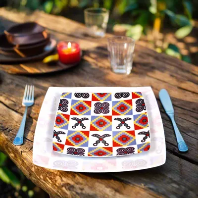 Gifts - Limited Edition: Set of 12 Customizable French Porcelain Plates with Adinkra Symbols - Master Craftsmanship - KEMI HOME ART