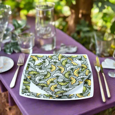 Gifts - WAX Wonder: Customizable French Porcelain Plate Set with Unique Green Floral Motif for Weddings & Celebrations - KEMI HOME ART