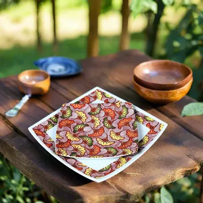 Gifts - Red WAX Sparkle: Customizable French Porcelain Plate Set - Unique Wedding Floral Motifs - KEMI HOME ART