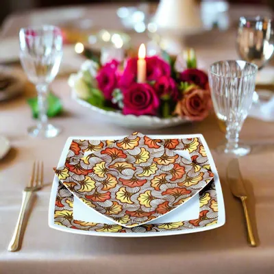 Gifts - Limited Edition: Customizable Porcelain Plate Set - WAX 'Wedding Flowers' Ochre Motif, Unique French Craftsmanship - KEMI HOME ART