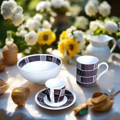 Gifts - Senufo Awakening: Customizable French Fine Porcelain Breakfast Set – Sacred Ivorian Motifs & French Craftsmanship - KEMI HOME ART