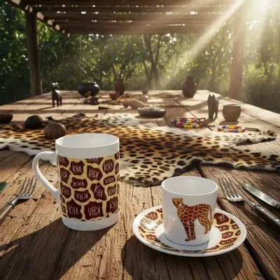 Gifts - Autumn Awakening: Customizable Fine Porcelain Breakfast Set - Unique WAX Pattern & Handcrafted - KEMI HOME ART