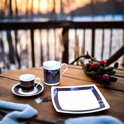 Gifts - Indigo Awakening: Customizable French Porcelain Breakfast Set – Plate, Cup & Mug in Limited Edition - KEMI HOME ART