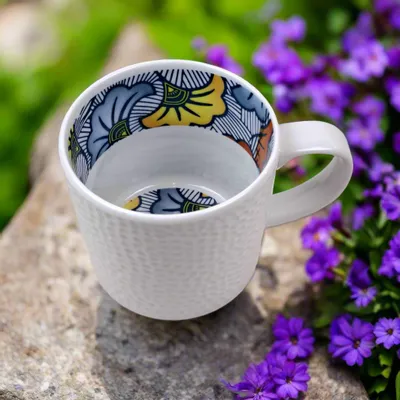 Gifts - Customizable Fine Porcelain Mug: « Wedding Flowers » Wax Design for a Unique Coffee Experience - KEMI HOME ART