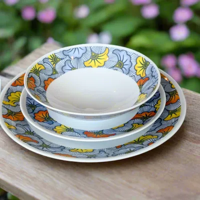 Gifts - Customizable Porcelain Plate Set - Wedding Flowers & Elegant Rings Motif - Unique Piece for Celebrations - KEMI HOME ART