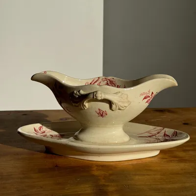 Platter and bowls - Ancient pink saucier earthenware Badonviller model Jasmin - OFFICE OBJETS