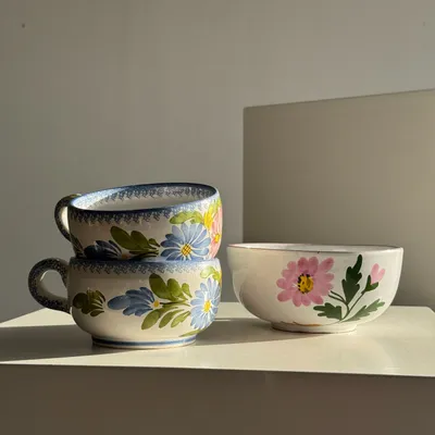 Mugs - Set of 2 Quimper blue earthenware cups H6.5 D15 - OFFICE OBJETS