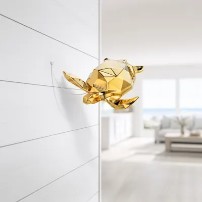 Hotel bedrooms - Porcelain Turtle Sculpture – Gold Edition - OCEANSTORE DESIGN